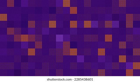 Tecnología Halftone Moderna Y Elegante Textura Sin Precedentes. Fondo de resumen tecnológico con píxeles aleatorios de tamaño. Patrón de mosaico de cuadrados caóticos vectoriales. Baldosas vectoriales.