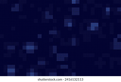 Tecnología Halftone Moderna Y Elegante Textura Sin Precedentes. Fondo de resumen tecnológico con píxeles aleatorios de tamaño. Patrón de mosaico de cuadrados caóticos vectoriales. Baldosas vectoriales.