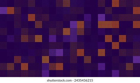 Modern Stylish Halftone Technology Seamless Texture. Tech Abstract Background with Random Size Pixels. Vector Chaotic Squares Mosaic Pattern. Vector Tiles.