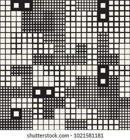 Modern Stylish Halftone Texture. Endless Abstract Background With Random Size Squares. Vector Seamless Pattern.