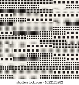Modern Stylish Halftone Texture. Endless Abstract Background With Random Size Squares. Vector Seamless Pattern.