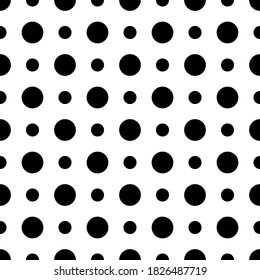 Modern Stylish Halftone Texture. Endless Abstract Background With Random Size Circles. Vector Seamless Mosaic Pattern.