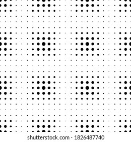 Modern Stylish Halftone Texture. Endless Abstract Background With Random Size Circles. Vector Seamless Mosaic Pattern.