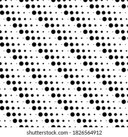 Modern Stylish Halftone Texture. Endless Abstract Background With Random Size Circles. Vector Seamless Mosaic Pattern.