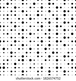 Modern Stylish Halftone Texture. Endless Abstract Background With Random Size. hexagon/ hexagonal geometric, Vector Seamless Mosaic Pattern.