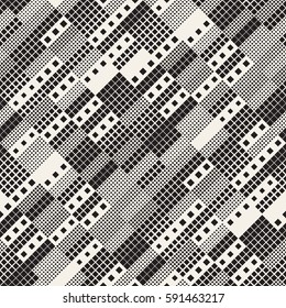 Modern Stylish Halftone Texture. Endless Abstract Background With Random Size Squares. Vector Seamless Pattern.