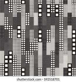 Modern Stylish Halftone Texture. Endless Abstract Background With Random Size Squares. Vector Seamless Pattern.