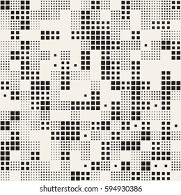 Modern Stylish Halftone Texture. Endless Abstract Background With Random Size Squares. Vector Seamless Pattern.