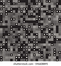 Modern Stylish Halftone Texture. Endless Abstract Background With Random Size Squares. Vector Seamless Pattern.