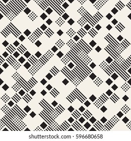 Modern Stylish Halftone Texture. Endless Abstract Background With Random Size Squares. Vector Seamless Pattern.