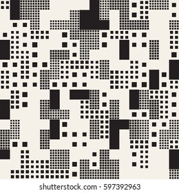 Modern Stylish Halftone Texture. Endless Abstract Background With Random Size Squares. Vector Seamless Pattern.