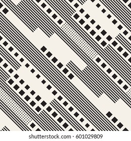 Modern Stylish Halftone Texture. Endless Abstract Background With Random Size Squares. Vector Seamless Pattern.