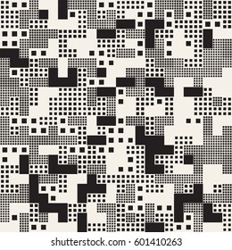 Modern Stylish Halftone Texture. Endless Abstract Background With Random Size Squares. Vector Seamless Pattern.
