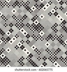 Modern Stylish Halftone Texture. Endless Abstract Background With Random Size Squares. Vector Seamless Pattern.