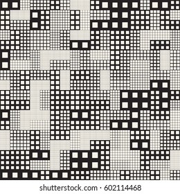 Modern Stylish Halftone Texture. Endless Abstract Background With Random Size Squares. Vector Seamless Pattern.