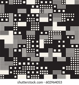 Modern Stylish Halftone Texture. Endless Abstract Background With Random Size Squares. Vector Seamless Pattern.