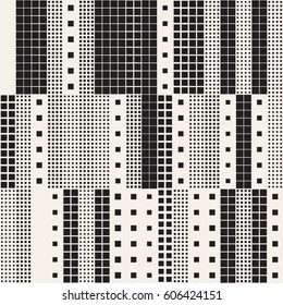 Modern Stylish Halftone Texture. Endless Abstract Background With Random Size Squares. Vector Seamless Pattern.