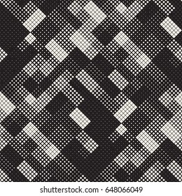 Modern Stylish Halftone Texture. Endless Abstract Background With Random Size Squares. Vector Seamless Chaotic Squares Mosaic Pattern.