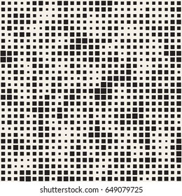 Modern Stylish Halftone Texture. Endless Abstract Background With Random Size Squares. Vector Seamless Chaotic Squares Mosaic Pattern.