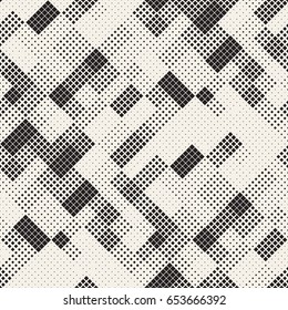 Modern Stylish Halftone Texture. Endless Abstract Background With Random Size Squares. Vector Seamless Chaotic Squares Mosaic Pattern.