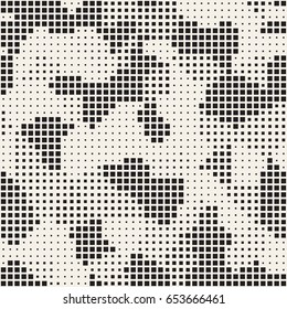 Modern Stylish Halftone Texture. Endless Abstract Background With Random Size Squares. Vector Seamless Chaotic Squares Mosaic Pattern.