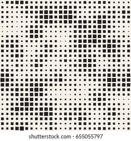 Modern Stylish Halftone Texture. Endless Abstract Background With Random Size Squares. Vector Seamless Chaotic Squares Mosaic Pattern.
