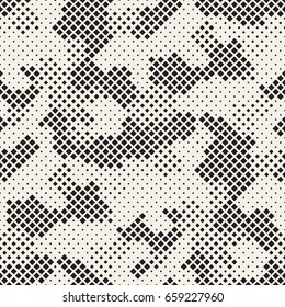 Moderne, stilvolle Halftone Textur. Endlos abstrakter Hintergrund mit Random-Größen-Quadraten. Vektornahtlose Chaotic Quadrate Mosaikmuster.
