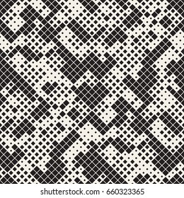 Modern Stylish Halftone Texture. Endless Abstract Background With Random Size Squares. Vector Seamless Chaotic Squares Mosaic Pattern.
