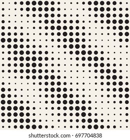 Modern Stylish Halftone Texture. Endless Abstract Background With Random Size Circles. Vector Seamless Mosaic Pattern.
