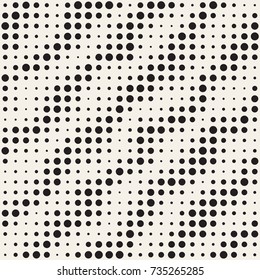 Modern Stylish Halftone Texture. Endless Abstract Background With Random Size Circles. Vector Seamless Mosaic Pattern.