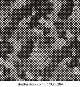 Modern Stylish Halftone Texture. Endless Abstract Background With Random Size Squares. Vector Seamless Chaotic Squares Mosaic Pattern