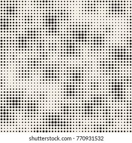 Modern Stylish Halftone Texture. Endless Abstract Background With Random Size Circles. Vector Seamless Mosaic Pattern.