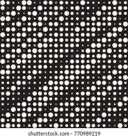 Modern Stylish Halftone Texture. Endless Abstract Background With Random Size Circles. Vector Seamless Mosaic Pattern.