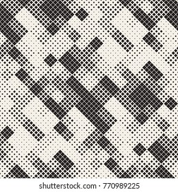 Modern Stylish Halftone Texture. Endless Abstract Background With Random Size Squares. Vector Seamless Chaotic Squares Mosaic Pattern