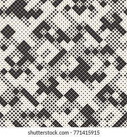 Modern Stylish Halftone Texture. Endless Abstract Background With Random Size Squares. Vector Seamless Chaotic Squares Mosaic Pattern