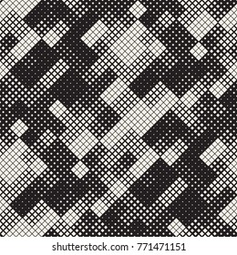 Modern Stylish Halftone Texture. Endless Abstract Background With Random Size Squares. Vector Seamless Chaotic Squares Mosaic Pattern