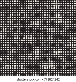 Modern Stylish Halftone Texture. Endless Abstract Background With Random Size Circles. Vector Seamless Mosaic Pattern.
