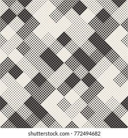 Modern Stylish Halftone Texture. Endless Abstract Background With Random Size Squares. Vector Seamless Chaotic Squares Mosaic Pattern