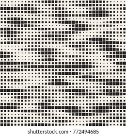 Modern Stylish Halftone Texture. Endless Abstract Background With Random Size Squares. Vector Seamless Chaotic Squares Mosaic Pattern
