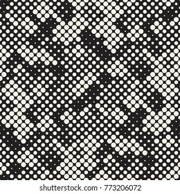 Modern Stylish Halftone Texture. Endless Abstract Background With Random Size Circles. Vector Seamless Mosaic Pattern.