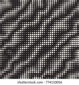 Modern Stylish Halftone Texture. Endless Abstract Background With Random Size Squares. Vector Seamless Chaotic Squares Mosaic Pattern