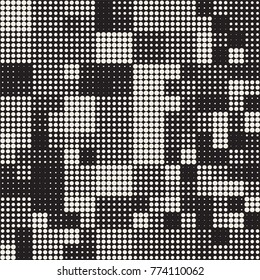 Modern Stylish Halftone Texture. Endless Abstract Background With Random Size Circles. Vector Seamless Mosaic Pattern.