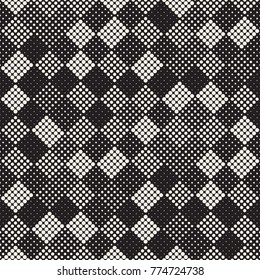 Modern Stylish Halftone Texture. Endless Abstract Background With Random Size Circles. Vector Seamless Mosaic Pattern.