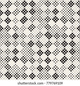 Modern Stylish Halftone Texture. Endless Abstract Background With Random Size Circles. Vector Seamless Mosaic Pattern.