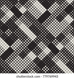 Modern Stylish Halftone Texture. Endless Abstract Background With Random Size Squares. Vector Seamless Chaotic Squares Mosaic Pattern