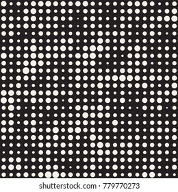 Modern Stylish Halftone Texture. Endless Abstract Background With Random Size Circles. Vector Seamless Mosaic Pattern.
