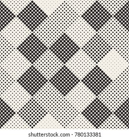 Modern Stylish Halftone Texture. Endless Abstract Background With Random Size Circles. Vector Seamless Mosaic Pattern.