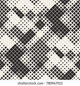 Modern Stylish Halftone Texture. Endless Abstract Background With Random Size Squares. Vector Seamless Chaotic Squares Mosaic Pattern