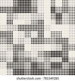 Textura estilo moderno de semitono. Fondo Abstracto Interminable Con Círculos De Tamaño Aleatorio. Patrón de mosaico sin fisuras vectorial.
