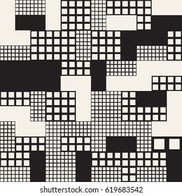 Modern Stylish Halftone Texture With Random Size Squares. Vector Seamless Pattern.